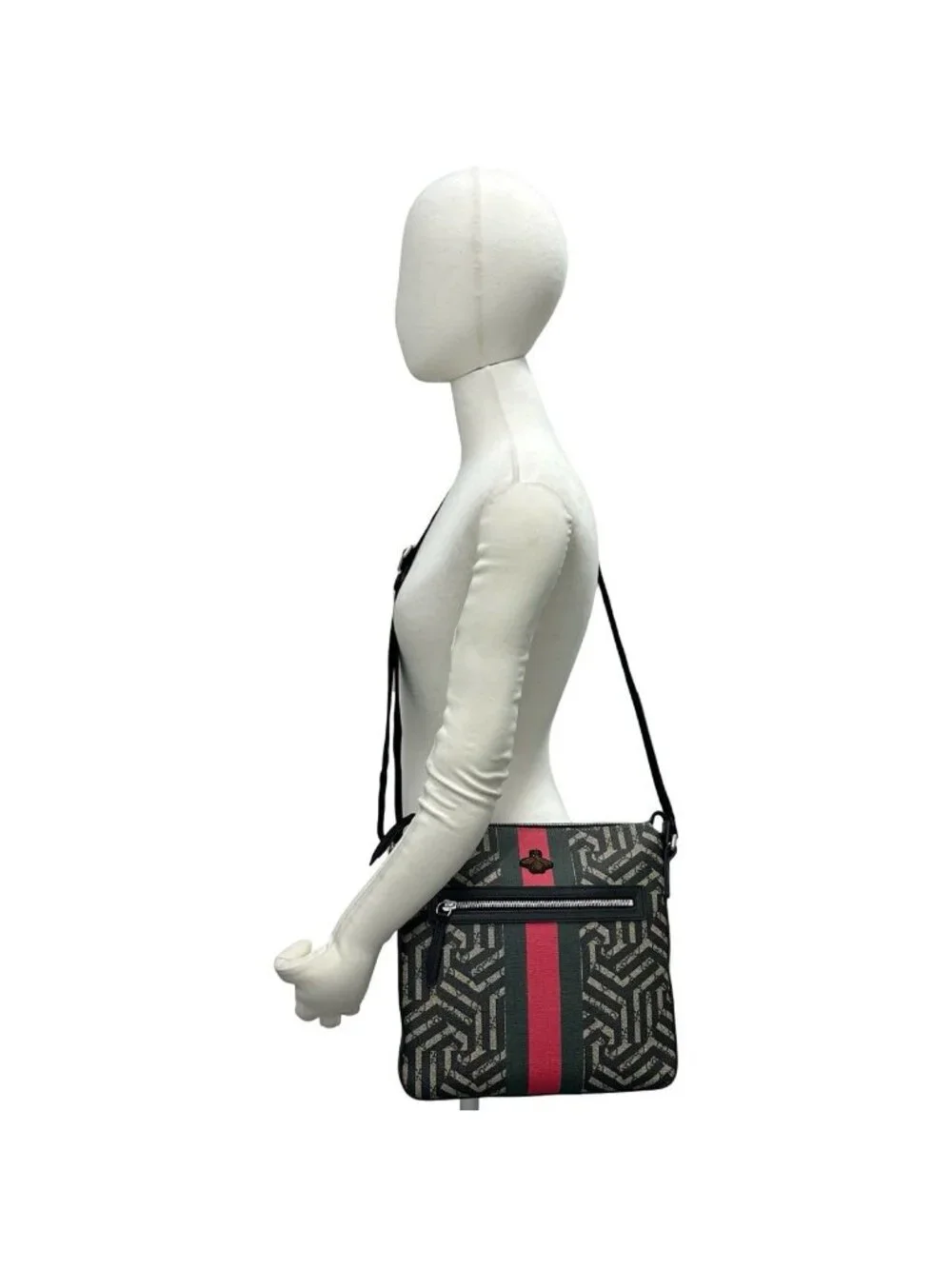 Gucci GG Carre Ide Bi Web Line Sherry Supreme Polyurethane Leather Shoulder